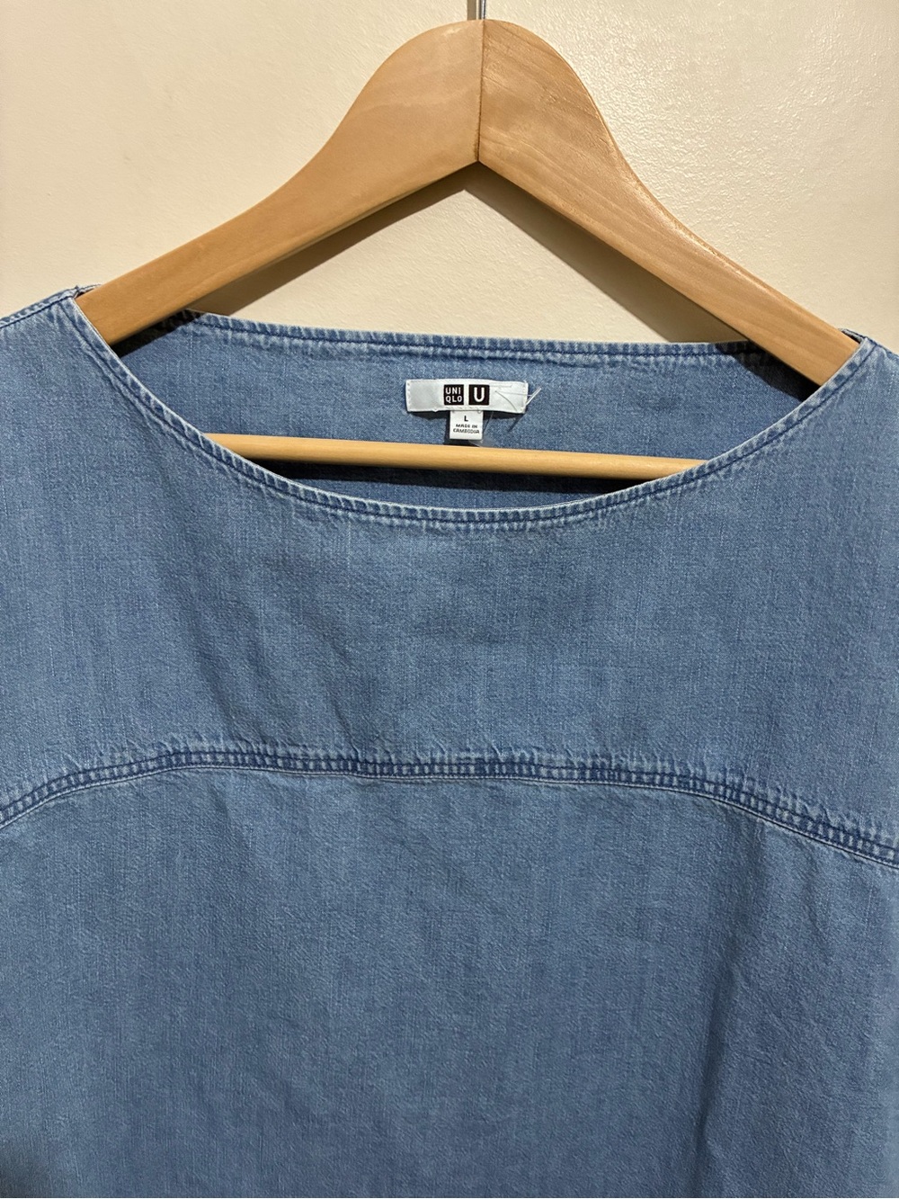 Uniqlo Denim Longsleeve Shirt Size Large Loose Boxy Fit - Picture 4 of 12